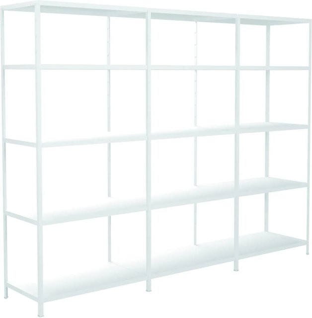Schulte Regalwelt Steck-Grundregal mit 2 Anbauregalen aus Metall in Weiß, B/T/H: 360 x 50 x 200 cm - Bild 1
