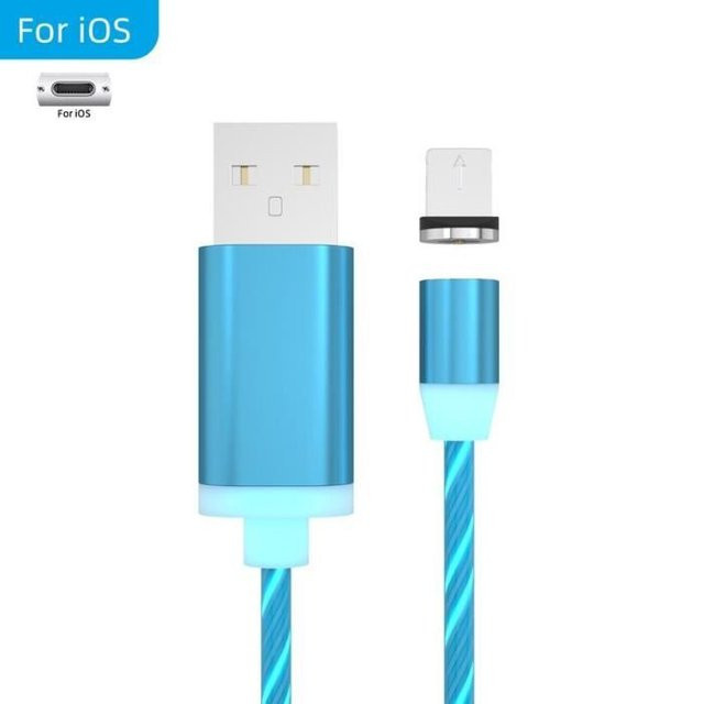 EF Connect Magnetisches LED-USB-Ladekabel mit Micro-USB und Typ-C für iPhone, Blau, 1 m - Bild 1