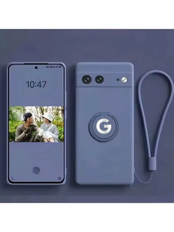 Original Flüssigsilikon-Hülle mit drehbarem Ringhalter und Handgelenkschlaufe für Google Pixel 11 Pro XL, 10A, 9A, 8, 7 Pro in Pink oder Blue - Bild 3
