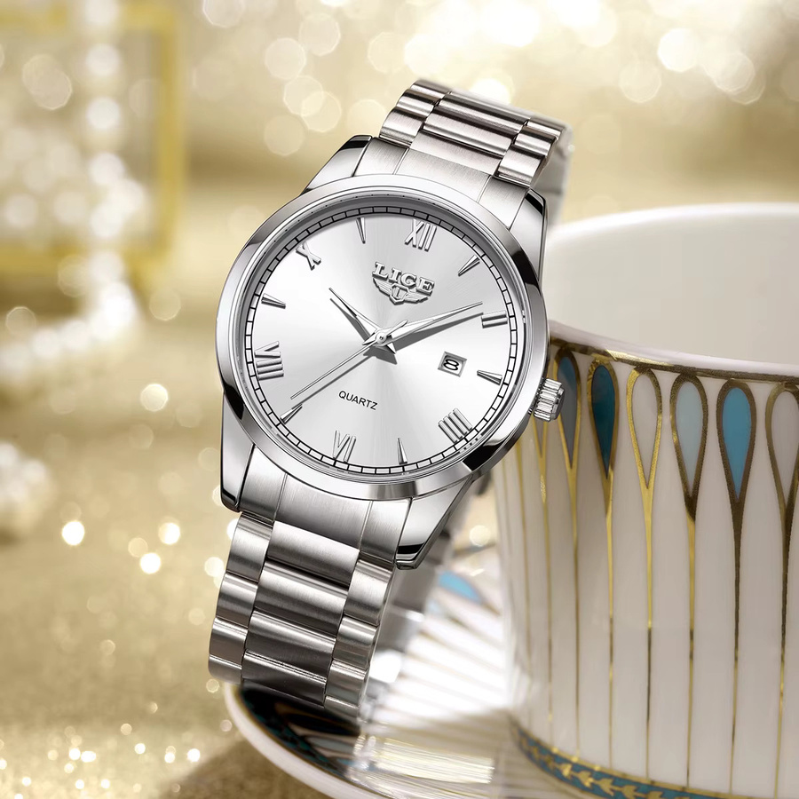 LIGE Armbanduhr Edelstahl, Quarz, Blau, Datum, Herren - Bild 2
