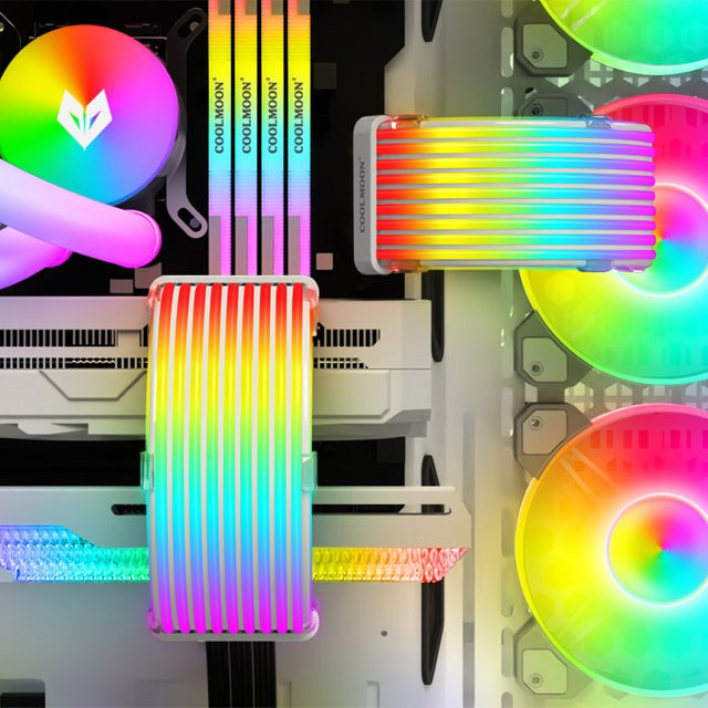 COOLMOON ARGB Neon Flex Lichtleiste RGBIC für PC, Multicolor/Weiß, 5V Sync kompatibel mit 8Pin/24Pin Netzteil - Bild 1