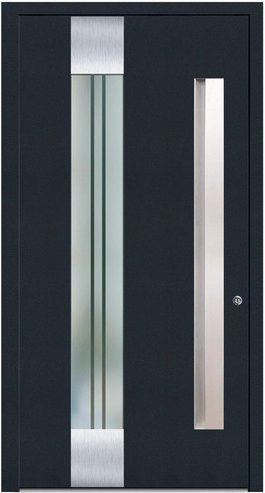 KNOCK Aluminium-Haustür Marte in Anthrazit Grau mit Glaseinsatz und RC2 Schutz - Bild 1