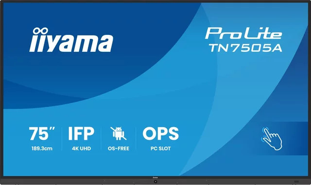 iiyama ProLite TN7505A-B1AG 75 Zoll 4K UHD Multi-Touch Display IPS Schwarz mit HDMI, DisplayPort und USB-C - Bild 1