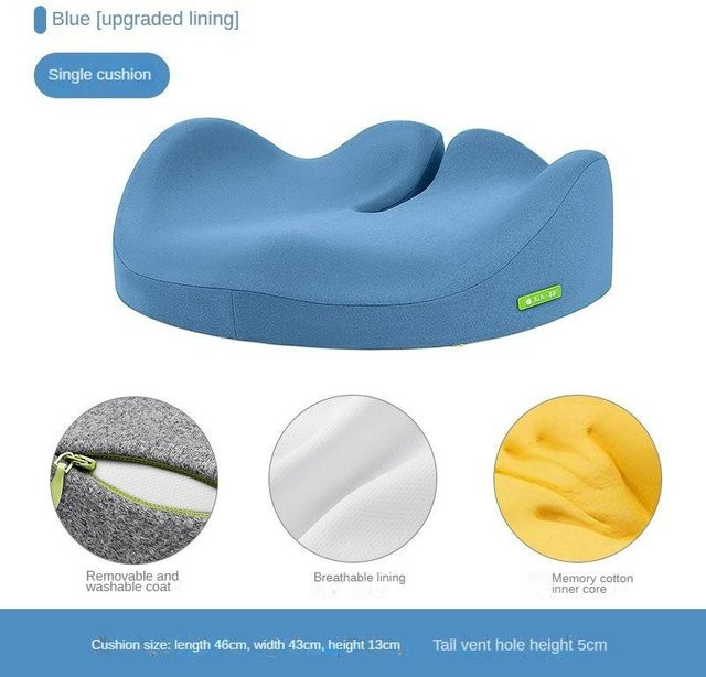 Orthopädisches Memory-Schaum-Gesäßkissen von Household supplies MH in Blau zur Schmerzlinderung am Steißbein, B/T/H: 46 x 43 x 13 cm - Bild 1