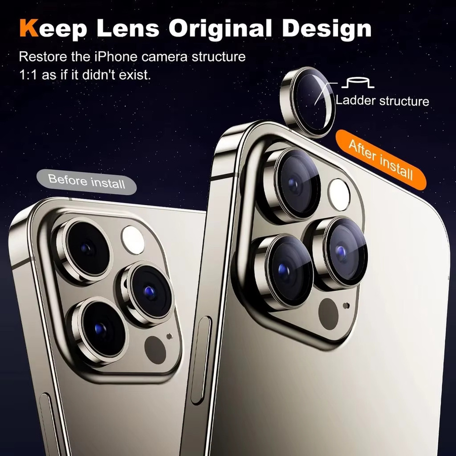 3er-Set Metall Kameraobjektivschutz aus 9H gehärtetem Glas für iPhone 15 Pro Max und iPhone 15 Pro in Blau - Bild 2