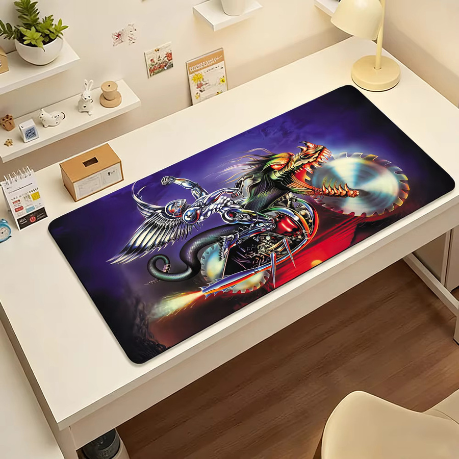 Rock Band J-Judas P-Priest Mauspad in Multicolour, große rutschfeste und wasserdichte Tastaturunterlage mit genähtem Rand für Gaming und Büro - Bild 3