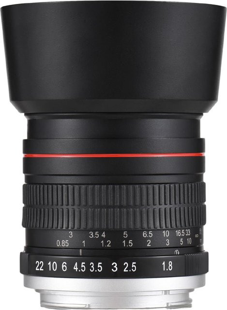 Andoer 85mm Kameraobjektiv mit manuellem Fokus, F1,8 Blende, EF-Mount für Canon, Schwarz - Bild 1