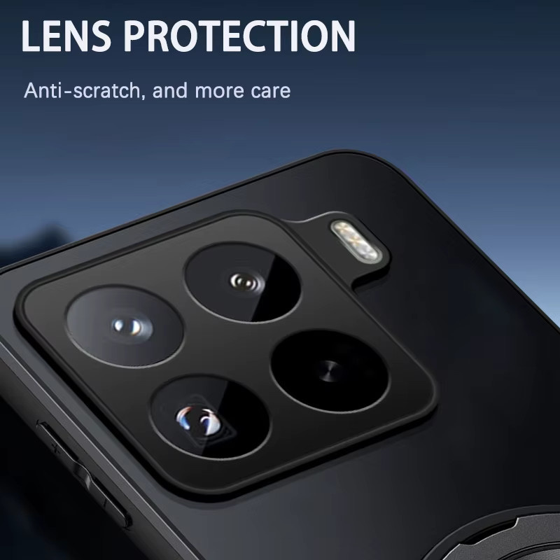 AG Frosted Schutzhülle für Xiaomi mit Magnetring Ständer und Objektivschutz in Schwarz oder Silber - Bild 2
