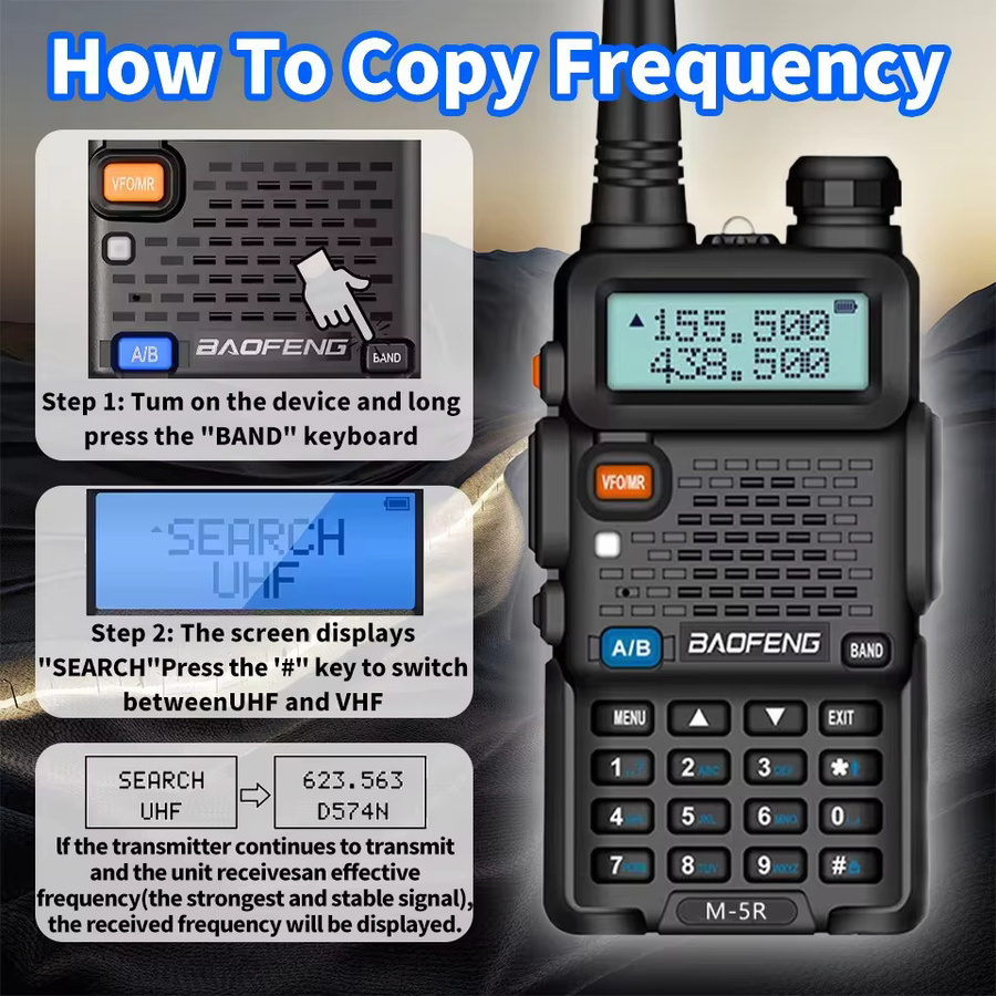 Baofeng M-5R Hochleistungs-Handfunkgerät Walkie-Talkie in Schwarz für Outdoor-Camping und Sicherheit - Bild 4