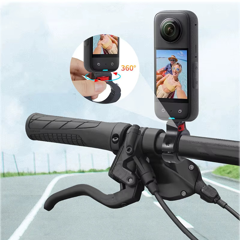 DIXSG Aluminium-Fahrradhalterung und Motorrad-Lenkerhalterung in Schwarz für DJI Osmo Pocket, GoPro und Insta360 Kameras - Bild 5