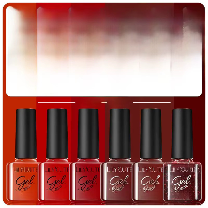 LILYCUTE Gel-Nagellack Ancola Rot Glitzer, 6 x 7 ml, Glänzend - Bild 4