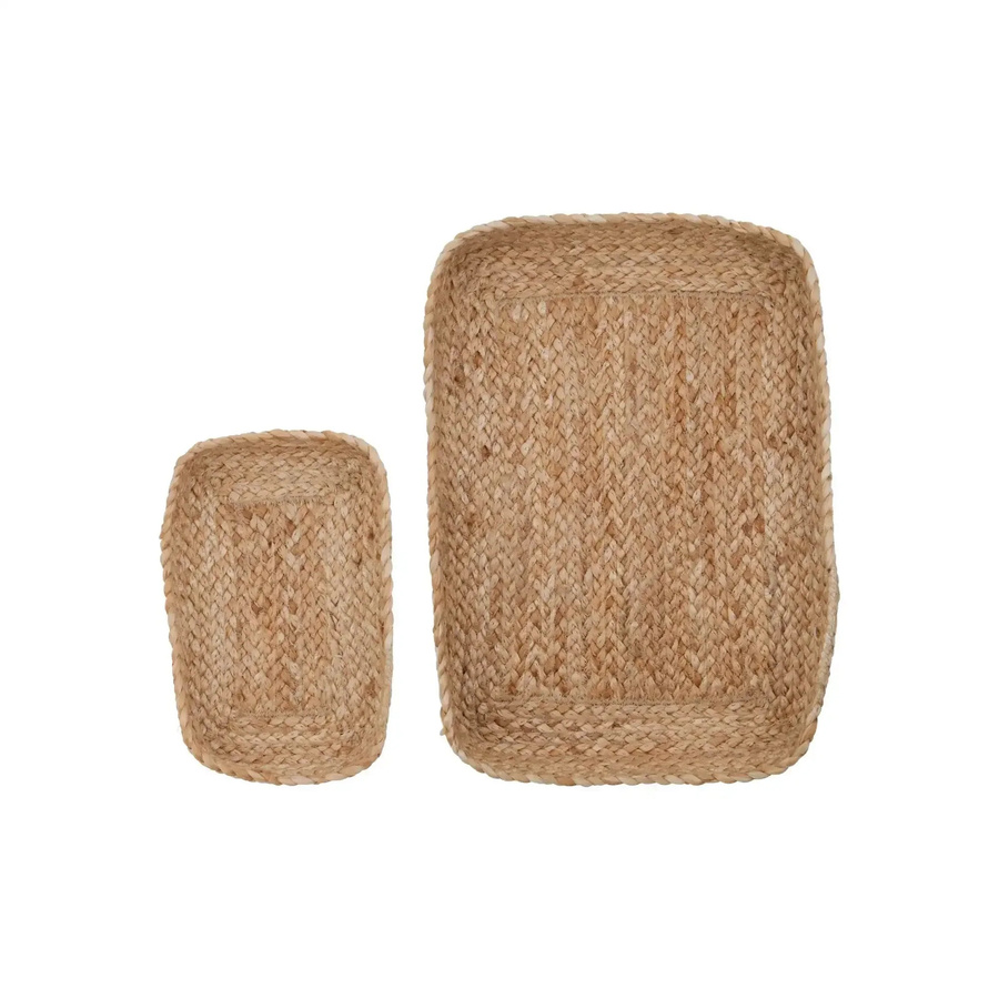 House Doctor Jute Tablett-Set in Beige und Braun, 2er-Set, rechteckig, B: 36 cm, T: 25,5 cm, H: 4,5 cm - Bild 1