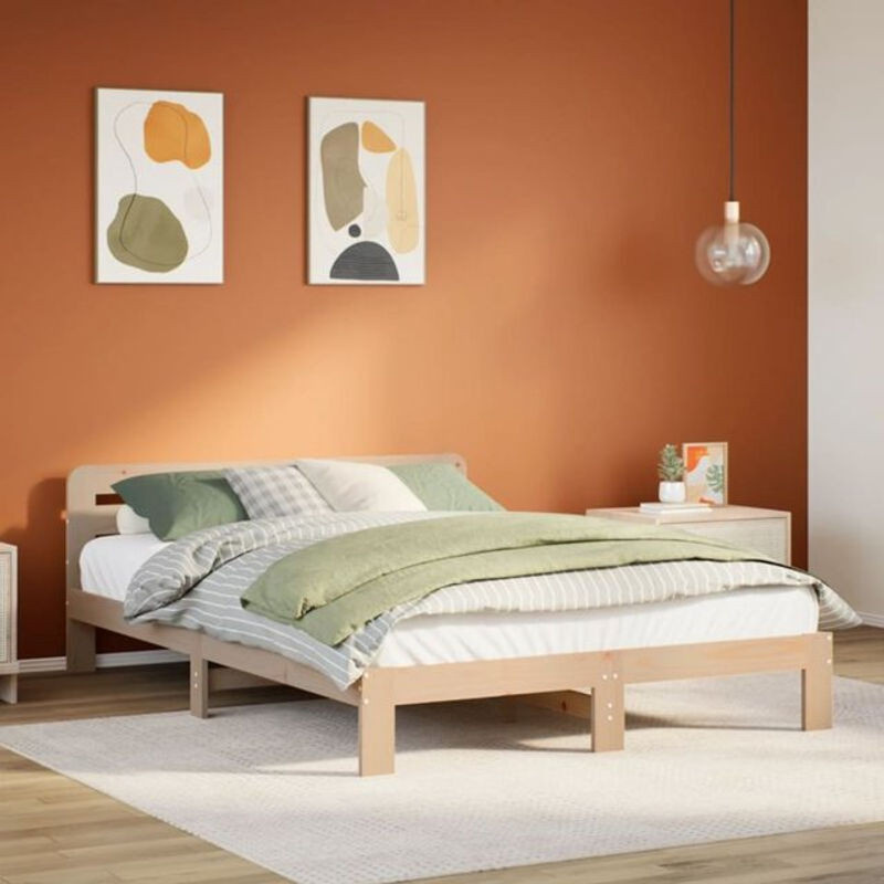 Massivholzbett vidaxl aus Kiefer in Braun im Landhaus- und Skandinavischen Stil, B/T: 135 x 190 cm - Bild 1