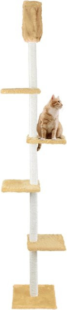 CAT DREAM Kratzbaum raumhoch aus Massivholz und Plüsch in Beige - Bild 1