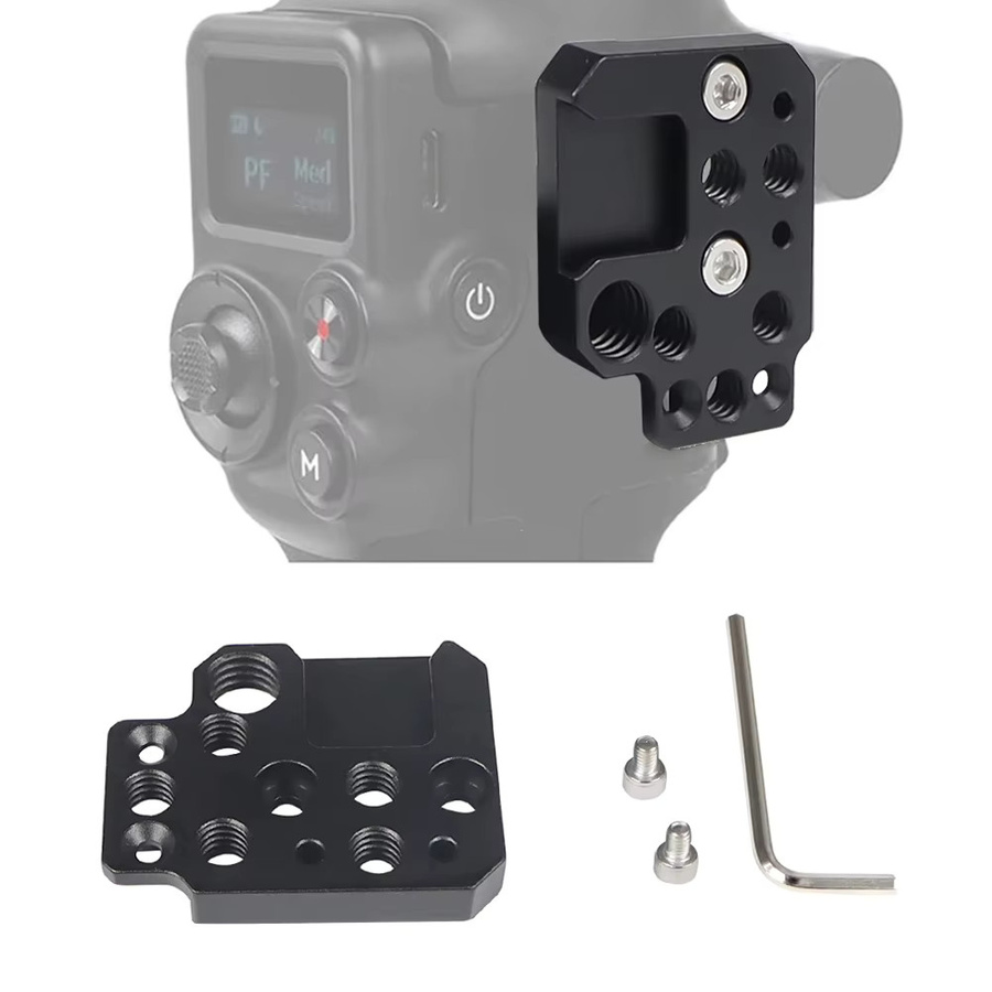 ALLOET Adapterplatte aus Aluminiumlegierung mit 1/4 und 3/8 Zoll Loch sowie Cold Shoe für DJI Ronin RS3, RS2, RSC2, SC und S Gimbal-Stabilisatoren in Schwarz - Bild 5