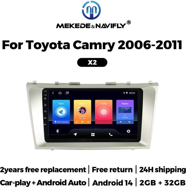 NAVIFANS Android Multimedia Player mit 9 Zoll Display für Toyota Camry 2006-2011, kabelloses CarPlay, WIFI und GPS Navigation System - Bild 1