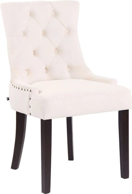 DELUKE Esszimmerstuhl HILON aus Samt in Creme Braun mit Kautschukholz-Gestell, B/T/H: 55 x 58 x 92 cm - Bild 1