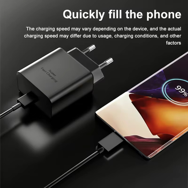Samsung 60W PD Ladegerät mit USB-C Typ-C Kabel in Schwarz für Galaxy S26 Ultra S25FE S24 S23 S22 S21 A56 A57 M55s und Tab S11 Ultra S10 FE+ mit EU-Stecker - Bild 3