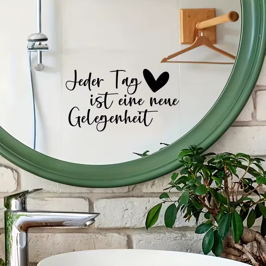 BRUP Wandaufkleber mit deutschem Zitat Jeder Tag ist eine neue Chance in Schwarz für Badezimmer und Wohnzimmer - Bild 2