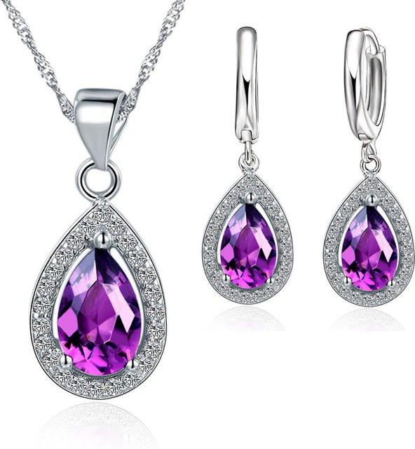 YAAMELI Schmuck-Set, Halskette, Ohrringe, 925 Silber, Kristall, Damen - Bild 1