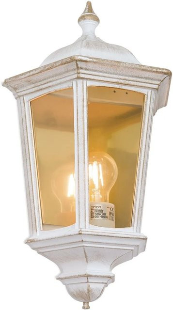 Orion Leuchten Außen Wandleuchte aus Siluminguss mit Rauchglas in Weiß-Gold, E27, dimmbar, IP44 - Bild 1