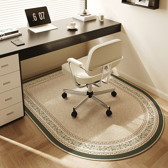 VIKAMA Bodenschutzmatte für Computerstühle, rutschfeste Matte in ovaler Form für Home Office und Schlafzimmer, B/T: 90 x 60 cm - Bild 1