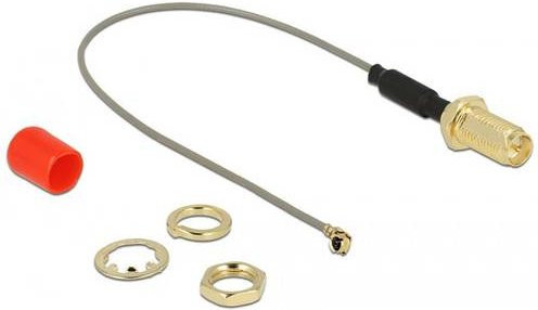 Delock WLAN-Antennen Anschlusskabel mit RPSMA-Buchse und IPEX-Stecker in Grau, Länge: 0,1 m - Bild 1