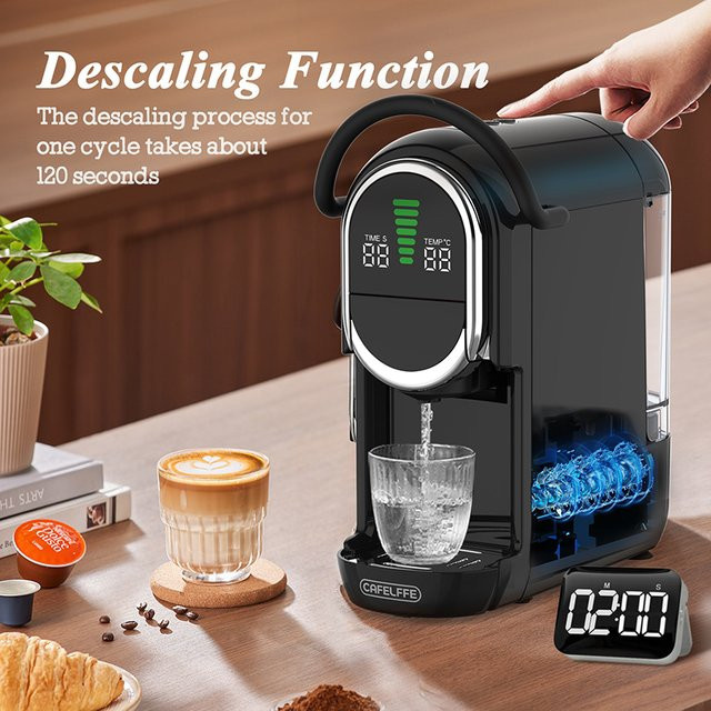 Cafelffe MK609S 4-in-1 Automatische Kapsel-Kaffeemaschine in Schwarz mit 19 Bar Druck und programmierbarer Portionierung für Heiß- und Kaltgetränke - Bild 1