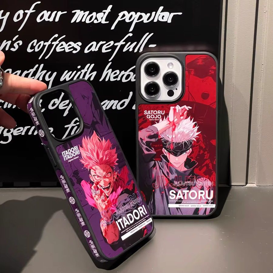 Bandai Jujutsu Kaisen Handyhülle mit Gojo Satoru und Itadori Yuji Motiv für iPhone 17 16 15 14 13 Pro Max, stoßfeste Hartschale, Multicolor - Bild 1