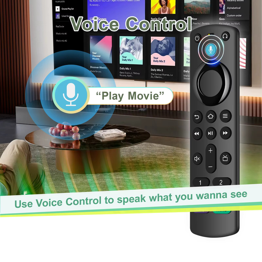 SZILBZ Ersatz-Sprachfernbedienung passend für Fire TV Stick, TV Cube, Smart Stick Lite und 3. Generation Pro Plus in Schwarz - Bild 2