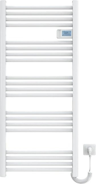 Emke Elektrischer Handtuchwärmer in Weiß mit 600W, Thermostat, LED Display und Temperatur- sowie Zeitanzeige, Breite: 54 cm, Höhe: 120 cm - Bild 1