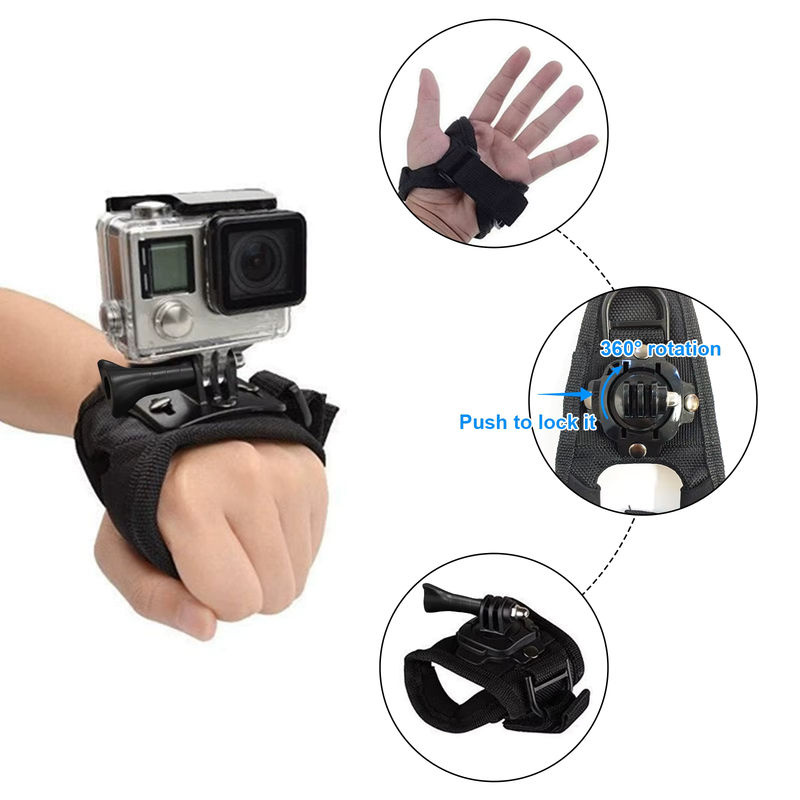 HONGDAK 360 Grad Rotations Handschlaufe Halterung für GoPro Hero 12 11 10 9 8 7 6 5 SJCAM Insta360 X2 X3 DJI Osmo in Schwarz - Bild 4