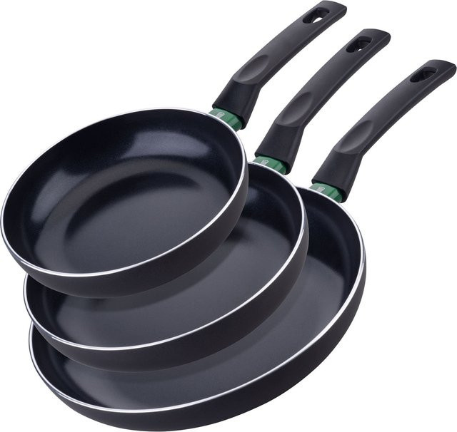 Fackelmann Bratpfannen-Set Bielefeld aus Keramik und Aluminium, 3-teilig, Schwarz/Grün, Durchmesser: 20 cm, 24 cm, 28 cm - Bild 1