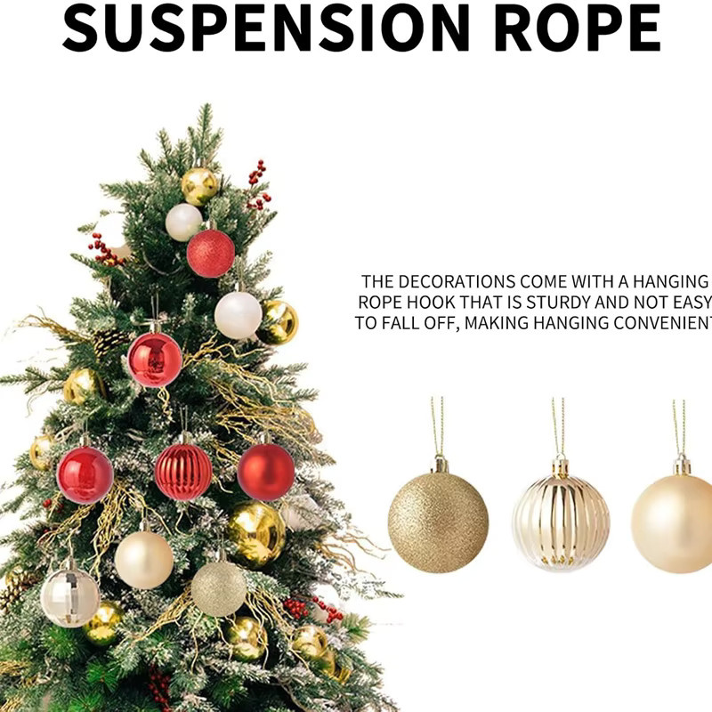 36er Set Alvparty Weihnachtskugeln als Baumschmuck in Rot und Silber aus Kunststoff - Bild 1