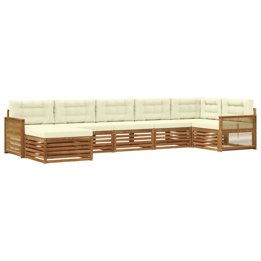vidaXL Outdoor-Sofagarnitur in U-Form aus Massivholz Akazie mit 7 Kissen in Natur und Creme - Bild 2