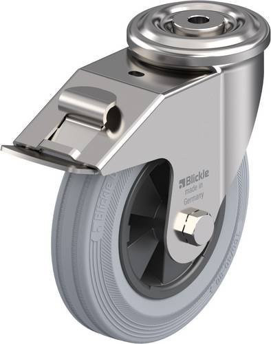 Blickle LEXR-VPP 160G-FI-SG Lenkrolle mit Feststeller in Edelstahl und Kunststoff, Farbe: Silber/Grau/Schwarz, Rad-Durchmesser: 160 mm, Tragfähigkeit: 135 kg - Bild 1