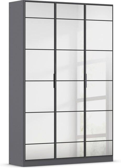 RAUCH Acero Garderobenschrank mit 3 Glastüren und Spiegel, Farbe Grau metallic, B/H: 136 x 210 cm - Bild 1