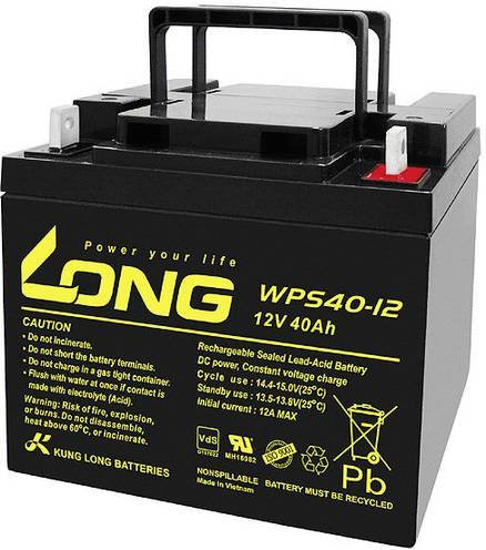 Long WPS40-12 Bleiakku 12V 40Ah Blei-Vlies AGM Schwarz B/H/T: 199 x 171 x 166 mm mit M6-Schraubanschluss - Bild 1
