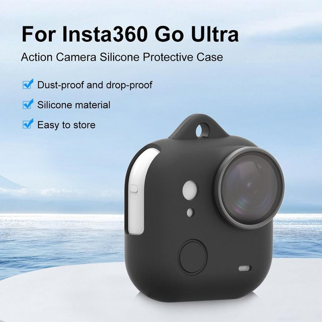 PULUZ Silikonhülle für Insta360 GO Ultra in Schwarz mit Objektivdeckel und kratzfestem Schutz - Bild 1