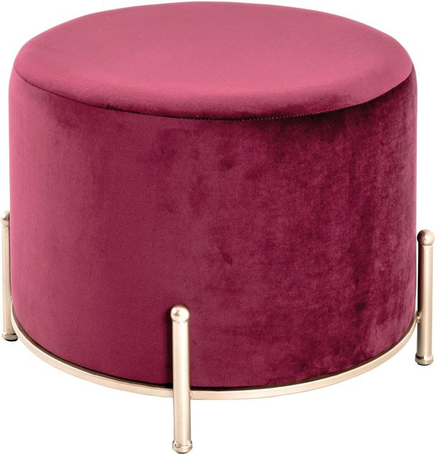 HAKU Möbel Hocker aus Samt in Rot und Gold mit Metallgestell, B/T/H: 40 x 40 x 39 cm - Bild 1
