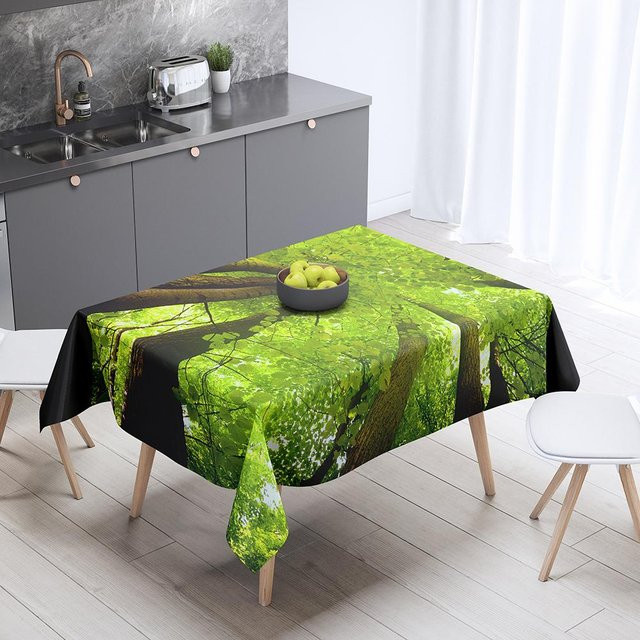 JMG Household Supplies Tischdecke mit Grasblattmuster in Grün, rechteckig, fleckenabweisend und waschbar, B: 140 cm, L: 200 cm - Bild 1