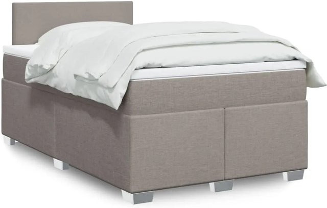 vidaXL Boxspringbett mit Matratze in Beige, Hybrid-Bett mit USB-Ladeport und Unterbettbeleuchtung, B/T: 120 x 190 cm - Bild 1