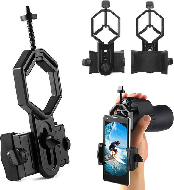 Universal Handy Adapter Clip Mount von HUOAED in Schwarz zur Smartphone-Halterung für Fernglas, Spektiv und Teleskop - Bild 1