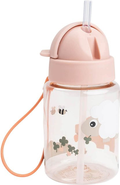 Done By Deer Trinkflasche mit Strohhalm aus Silikon in Pink, auslaufsicher und spülmaschinenfest, 6,0 l - Bild 1
