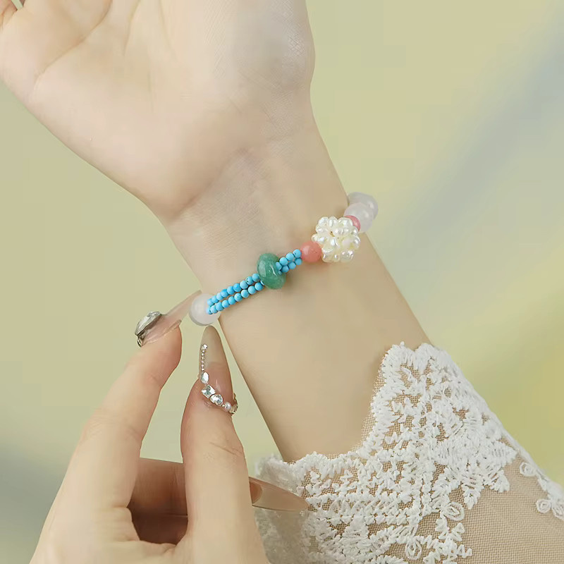 GLSEEVO Armband, Süßwasser Perle, Türkis, Naturstein, Damen, Bunt - Bild 4