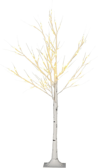 HOMCOM Kunstbaum Birkenbaum mit LED Beleuchtung in Warmweiß, Höhe: 120 cm - Bild 1