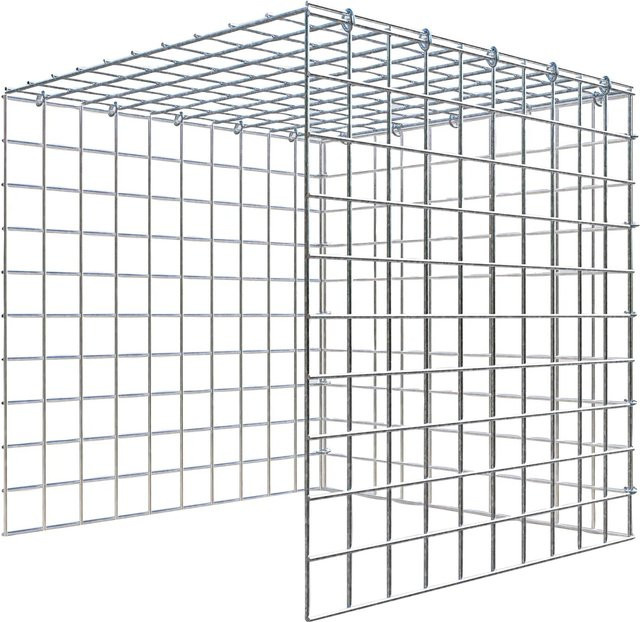 Gabiona C-Ring Anbaukorb Typ 4 in Silbergrau, Maschenweite 5 x 5 cm, B/T/H: 50 x 50 x 50 cm - Bild 1