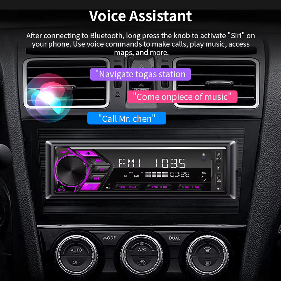 AKAMATE Universal Auto Radio mit Bluetooth, MP3, AUX, USB, TF-Karte und FM Radio in Schwarz - Bild 2
