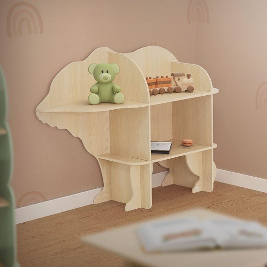 Joyz Kinderregal Bär-Design in Natur mit 2 offenen Regalen, B/T/H: 110 x 32 x 83 cm - Bild 1