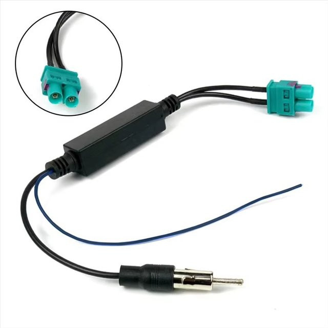 WYMECT Auto Dual FAKRA RF Radio Antennen-Adapter mit Verstärker in Schwarz für RNS510, RCD510, RCD310, Golf MK5, Golf MK6, Passat B6, Passat B7 und Tiguan - Bild 1